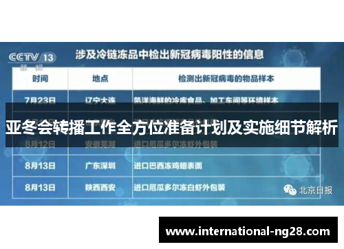 亚冬会转播工作全方位准备计划及实施细节解析