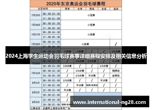 2024上海学生运动会羽毛球赛事详细赛程安排及相关信息分析